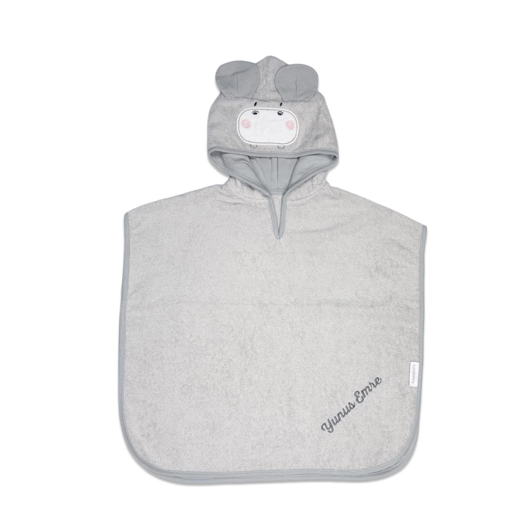Poncho Gri "Bath Time" – 100% Pambuk Absorbues