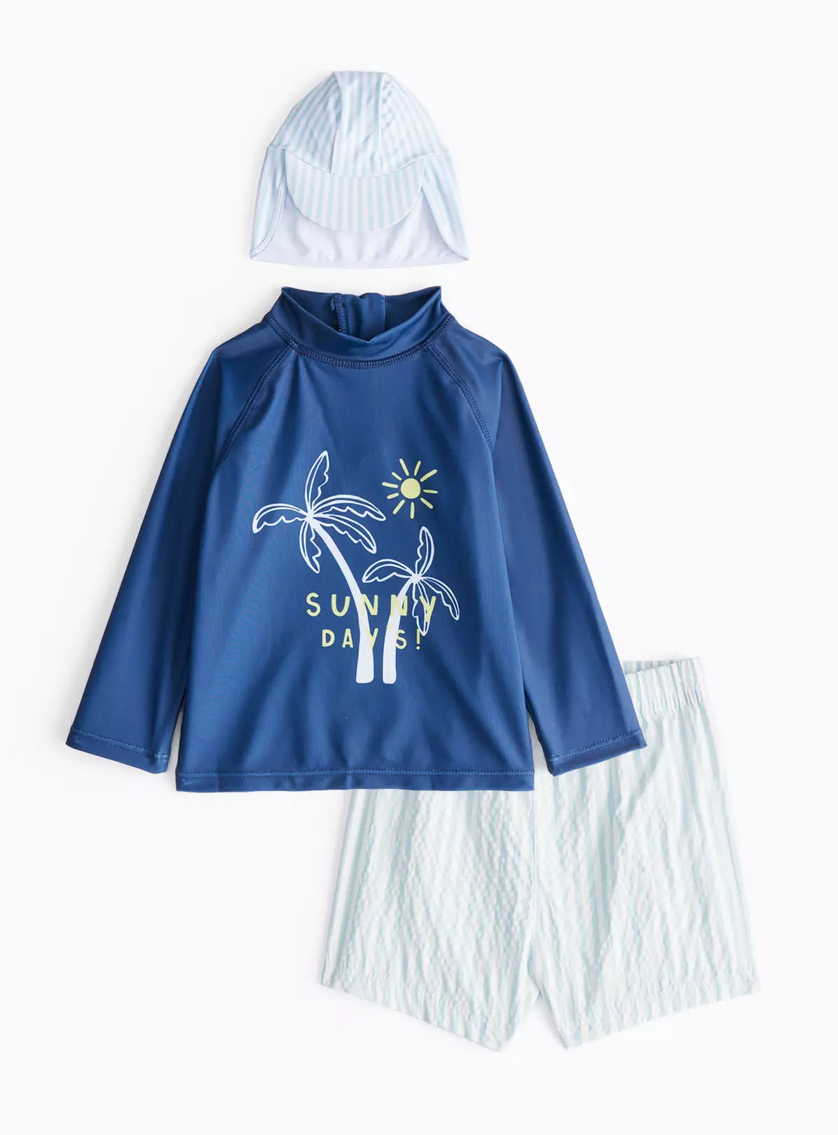 Kostum Plazhi "Sunny Days" me Bluze UV UPF 50+, Pantallona dhe Kapele