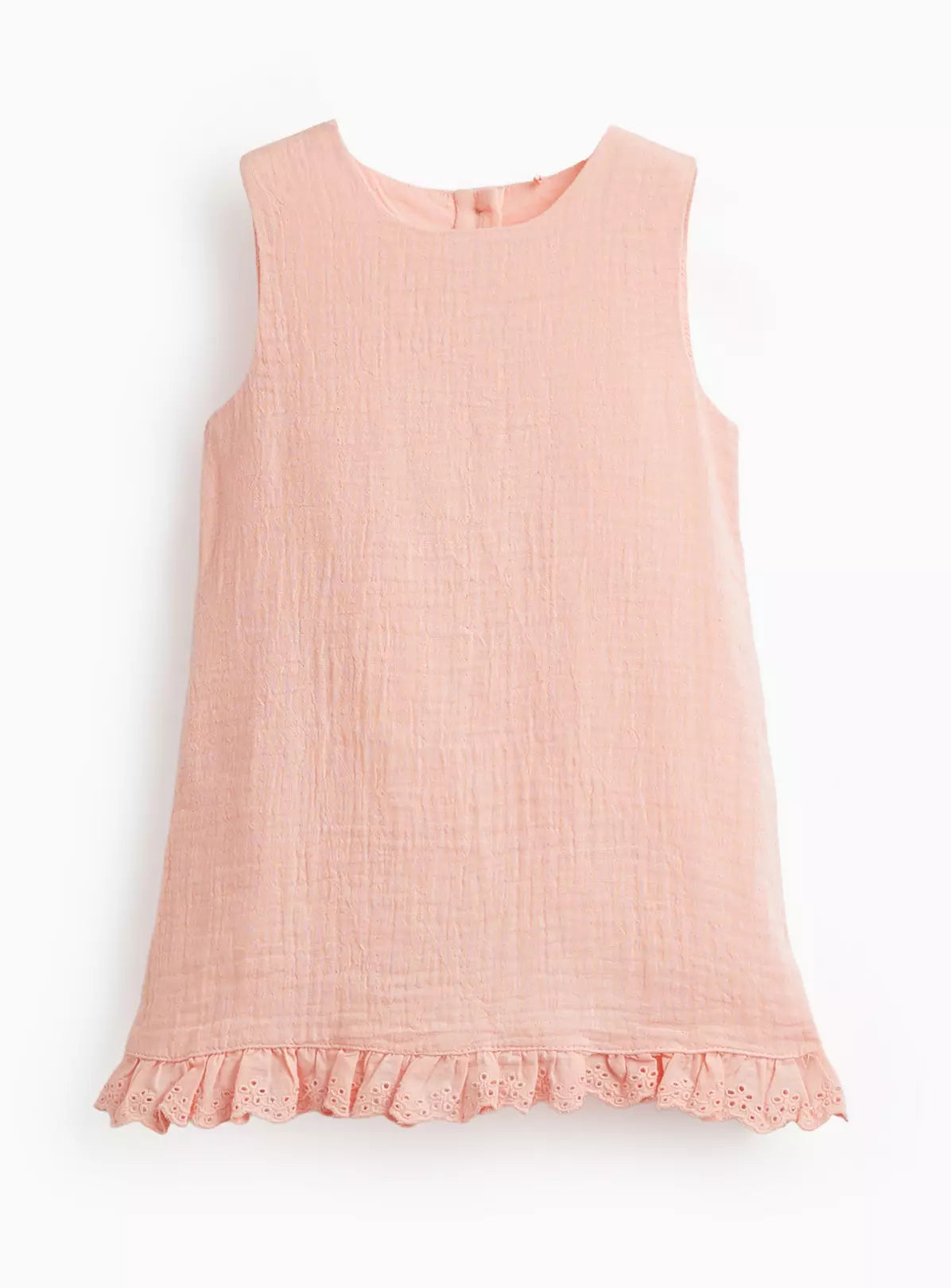 Fustan Pambuku me Rrudha dhe Detaje Broderie – Nuancë Pink