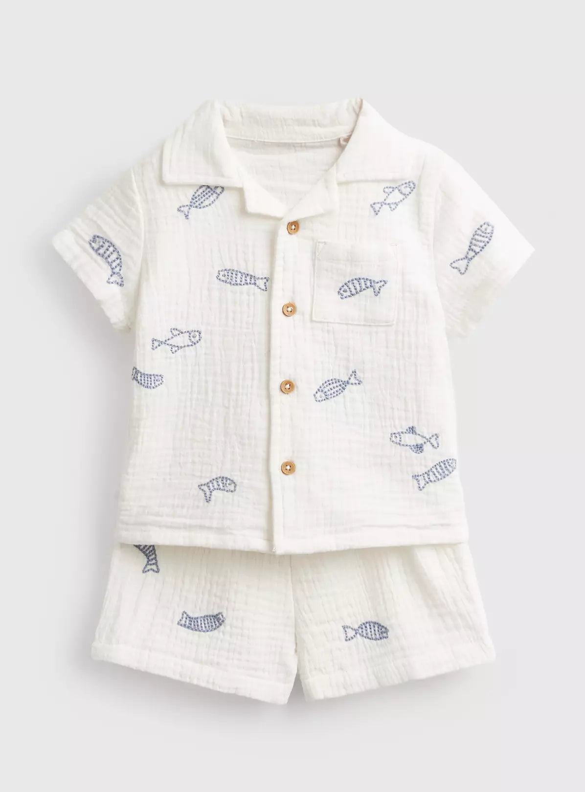 Kostum  Bardhe me Kemishe dhe Pantallona "Sardine Print"
