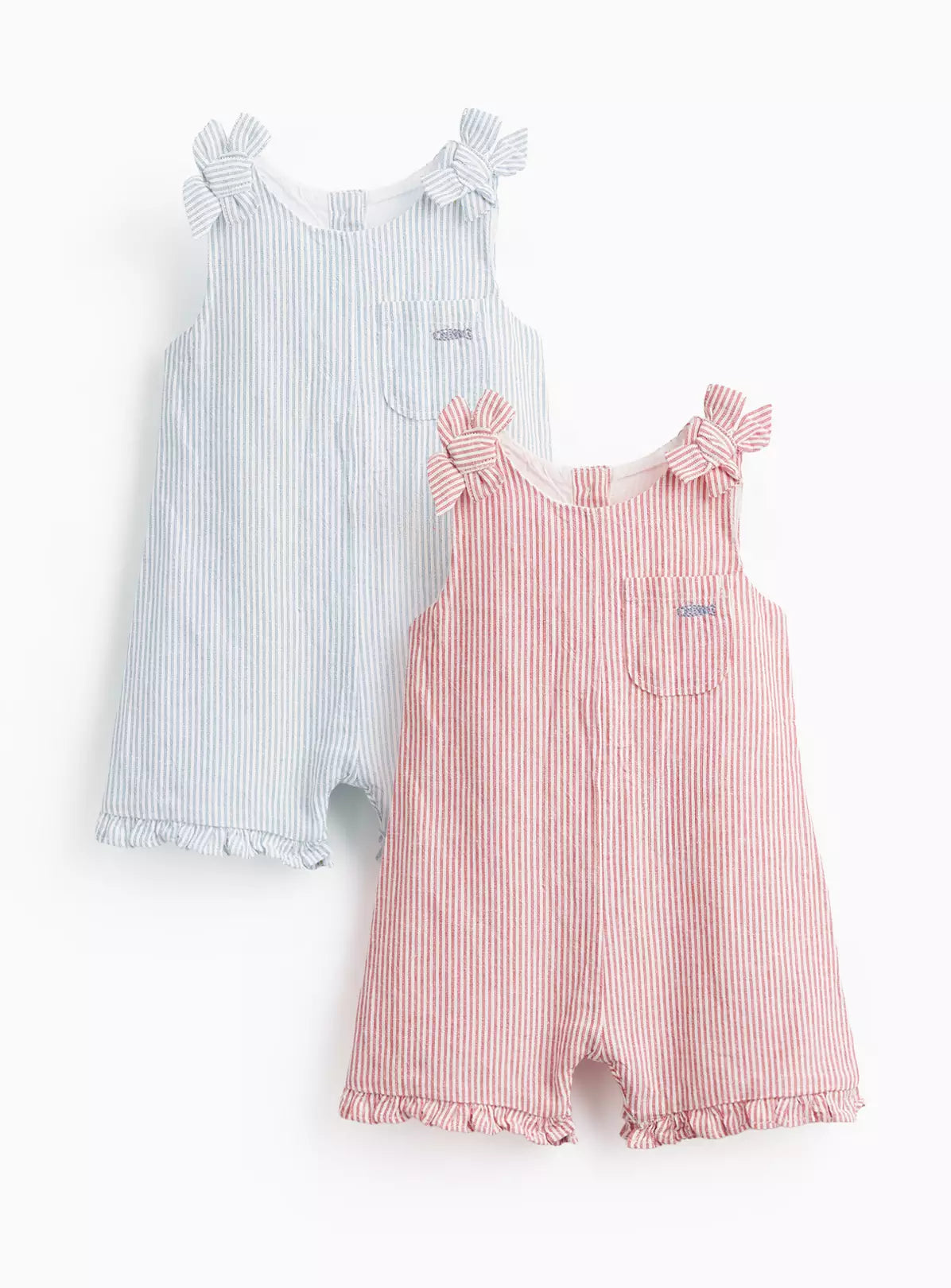 Set me 2 Romper me Rripa me Lidhje - Blu & i Kuq