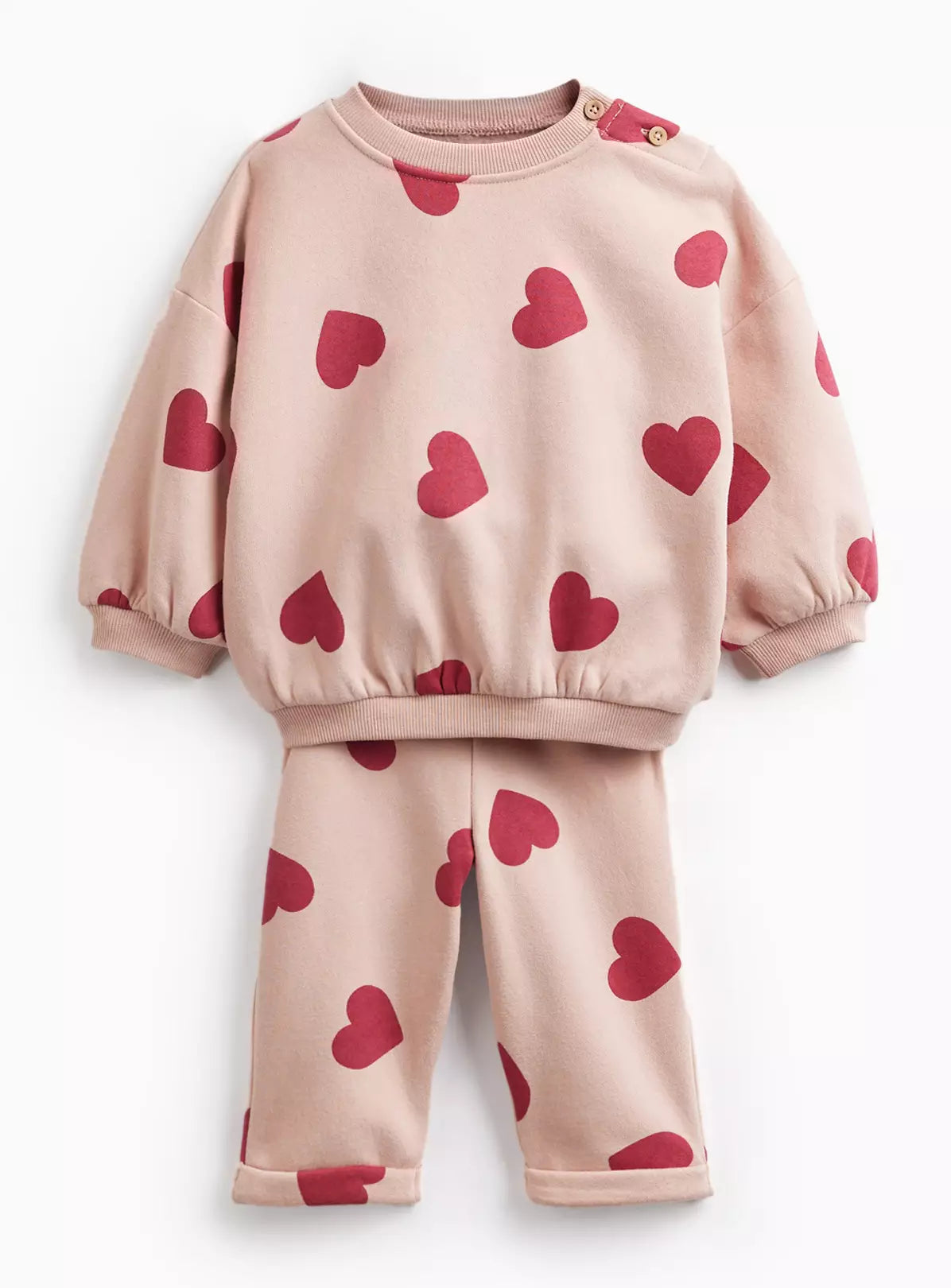 Kostum Me Bluze & Tuta "Heart Print Pink & Red"