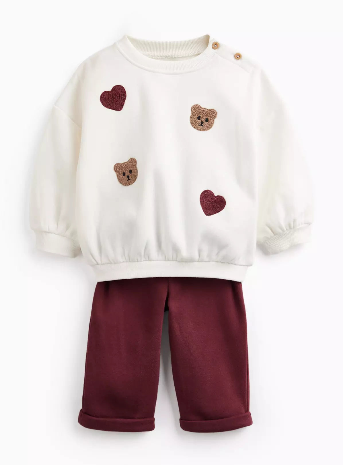 Kostum me Bluze Krem & Pantallona Vishnje - Bear & Heart