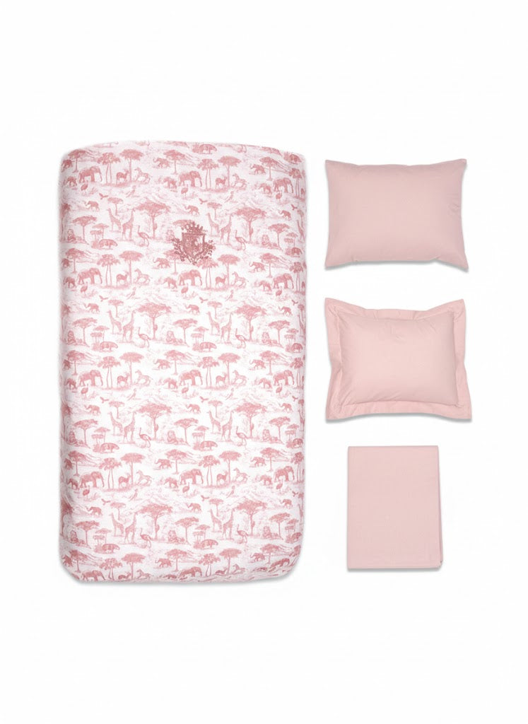 Set Çarçafesh 4 Pjese Hummingbird Pink - 100% Pambuk (100x150 cm)