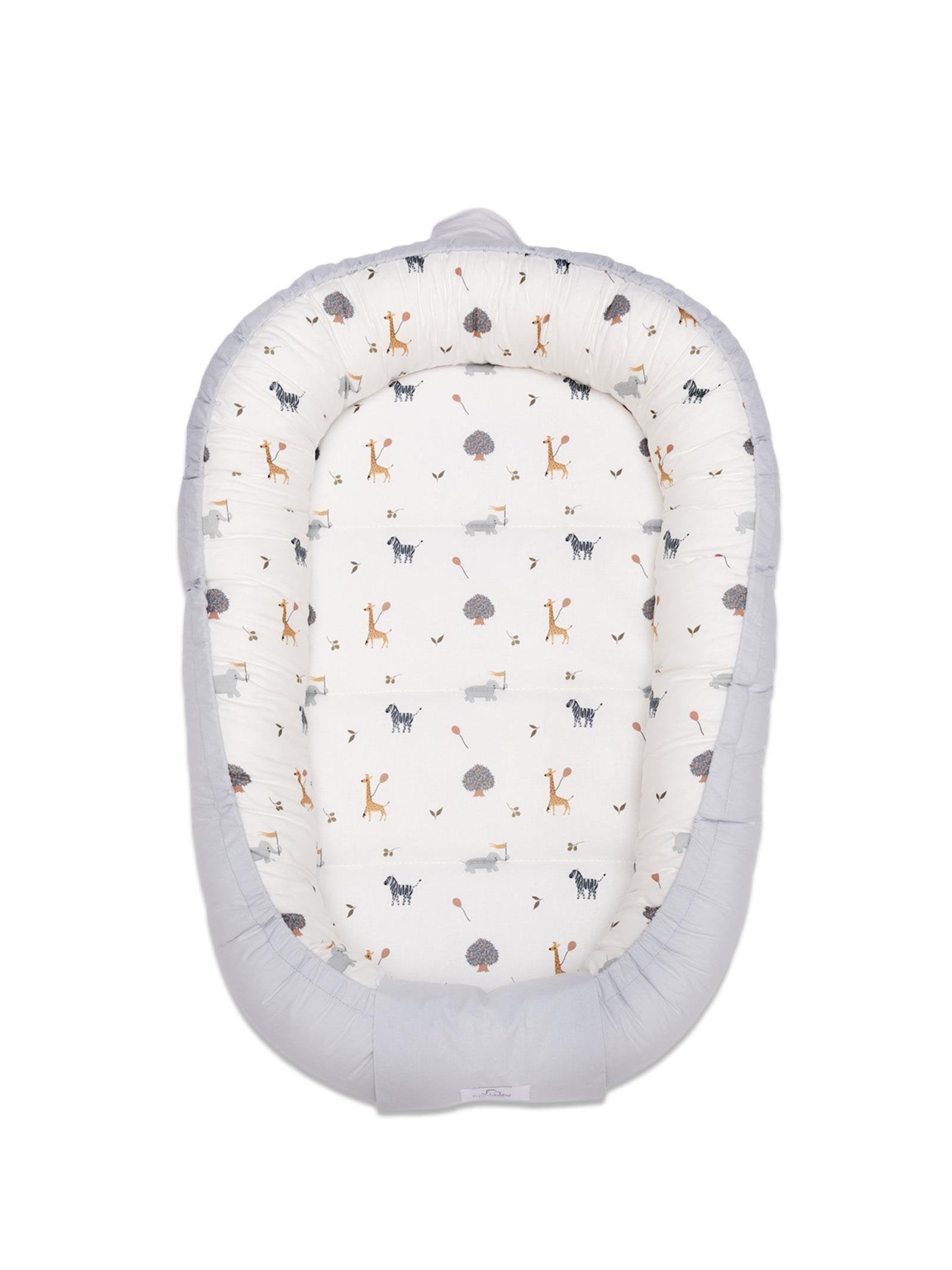 Baby Nest Per Bebe - Zoo Mavi (100% Pambuk) – 60x75 cm
