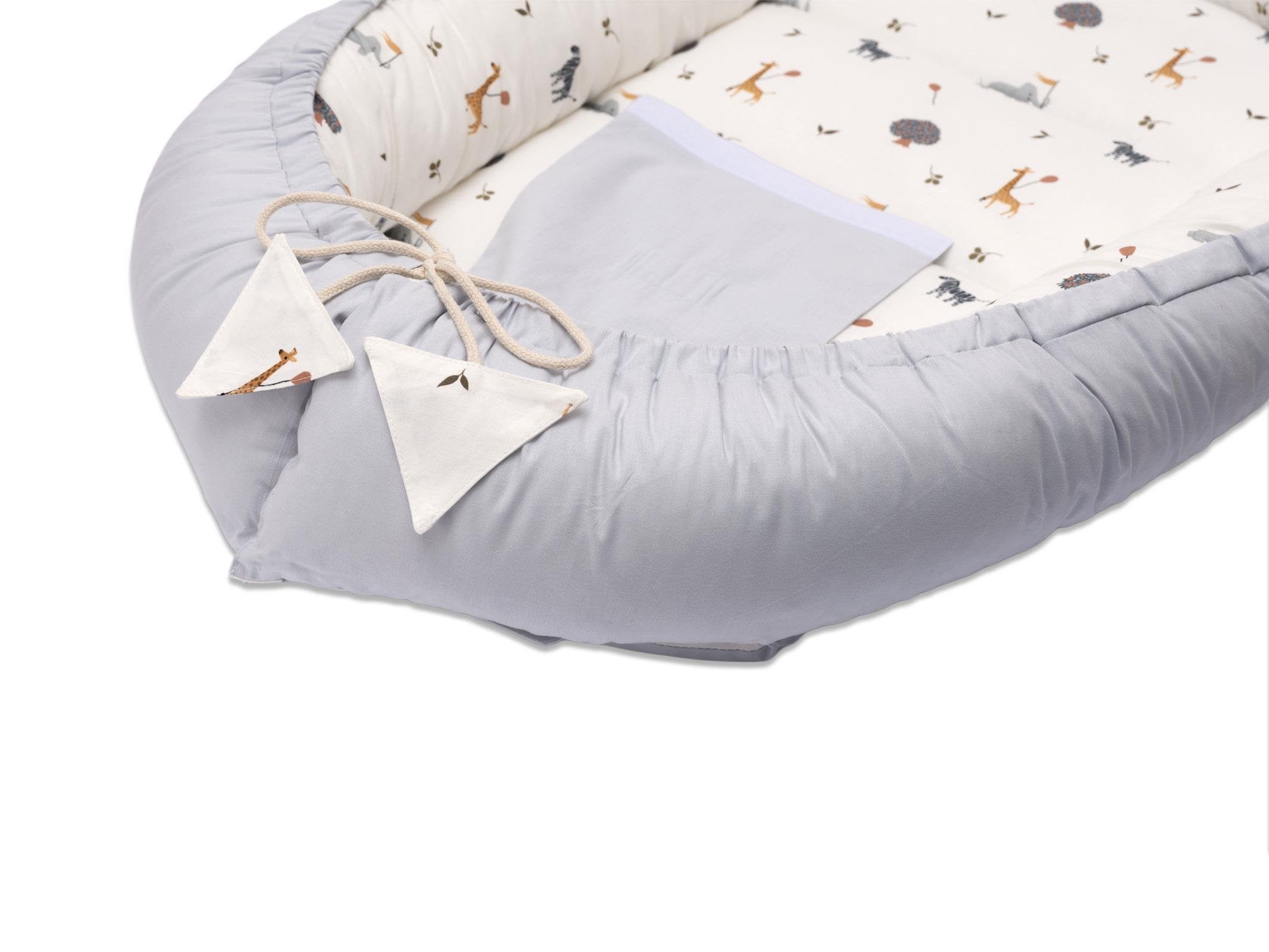 Baby Nest Per Bebe - Zoo Mavi (100% Pambuk) – 60x75 cm