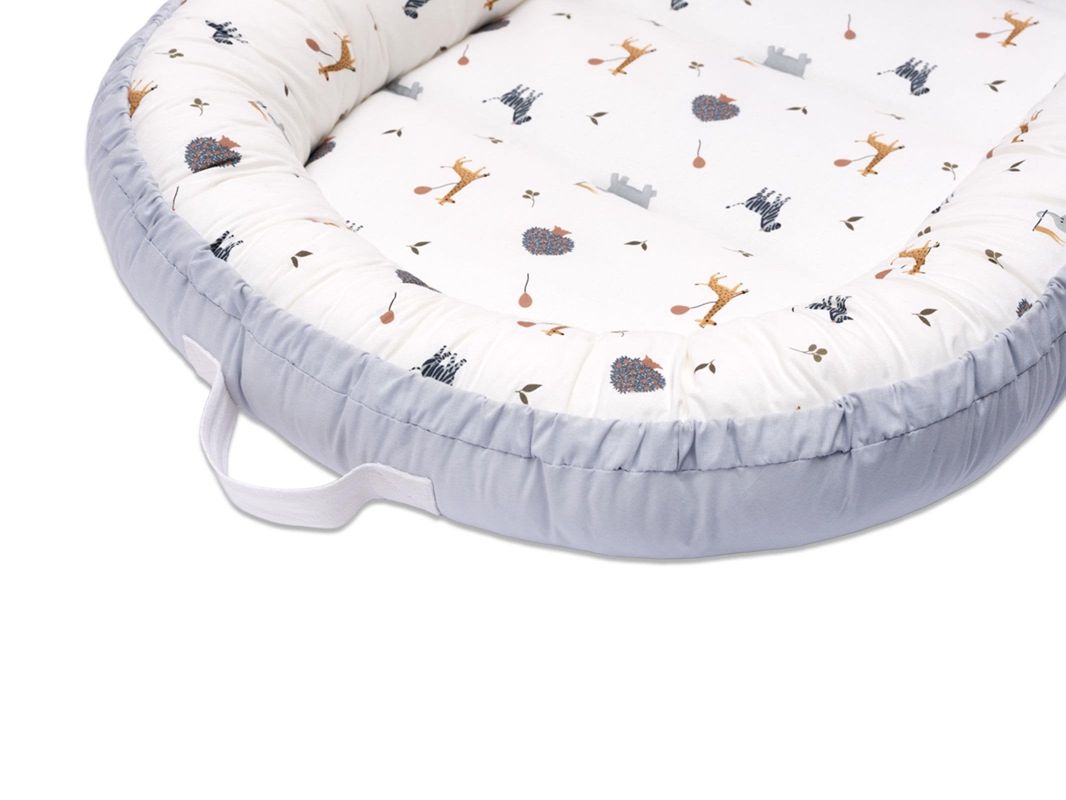 Baby Nest Per Bebe - Zoo Mavi (100% Pambuk) – 60x75 cm