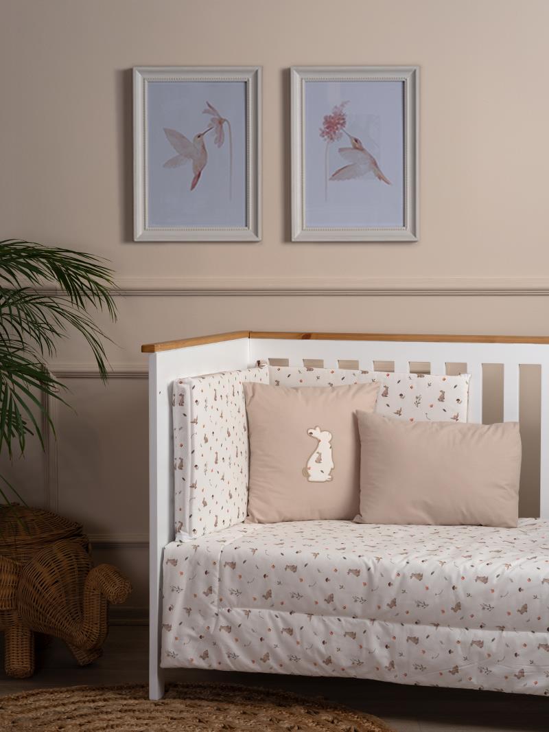 Set Gjumi 8-Pjese per Bebe "Grass Bej" – Pambuk 100% (Përshtatet 60x120 - 70x140 cm)