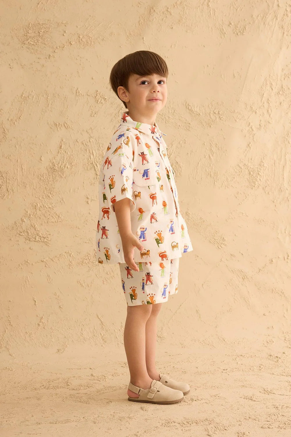 Set Kemishe dhe Pantallona "Zigzag Zoo" – Ngjyre Ekru