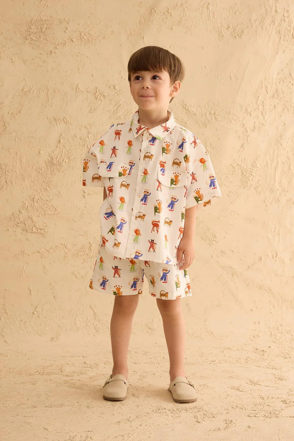 Set Kemishe dhe Pantallona "Zigzag Zoo" – Ngjyre Ekru