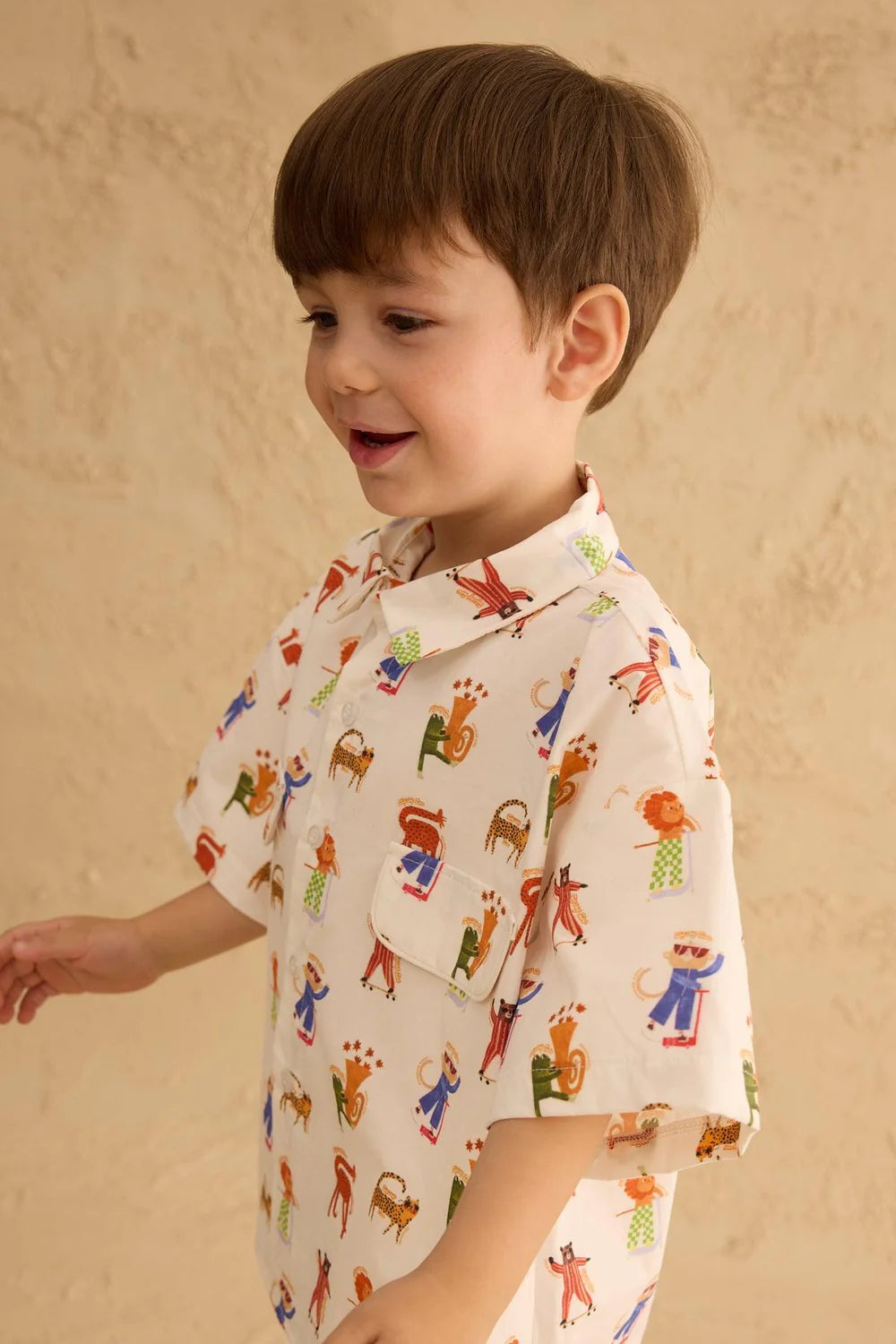 Set Kemishe dhe Pantallona "Zigzag Zoo" – Ngjyre Ekru